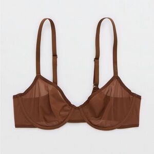 Aerie Smoothez Mesh Unlined Bra | 36B | Brand new with tags | Brown / Universe